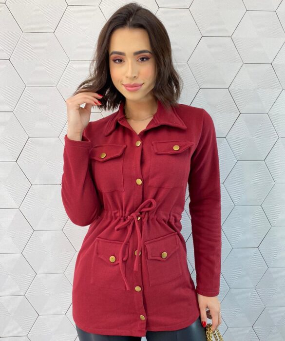 Parka Feminina Moletom com Amarração Marsala Fernanda Ramos Store