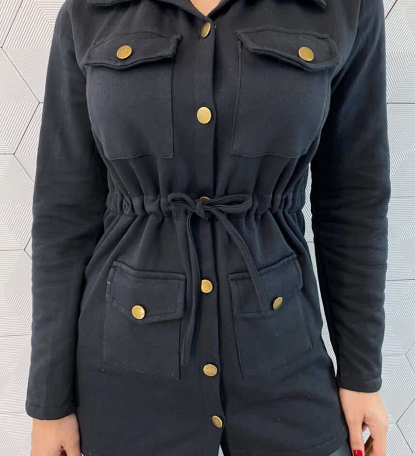 fernandaramosstore com br Parka Feminina Moletom com Amarração Preta 3