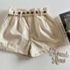 Short Feminino Couro Eco Liz com Cinto Off White - Fernanda Ramos Store