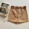 Short Saia Feminino Alfaiataria com Cinto Liz Bege - Fernanda Ramos Store