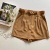 Short Saia Feminino Alfaiataria com Cinto Liz Caramelo - Fernanda Ramos Store