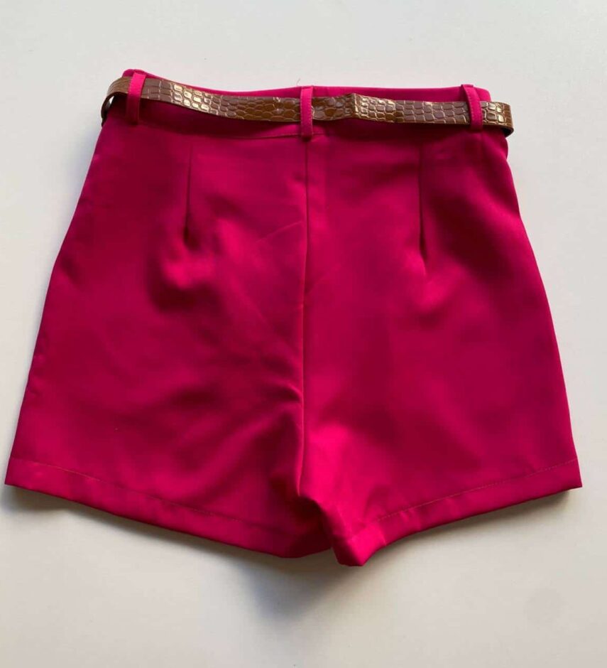 Short Saia Feminino Alfaiataria com Cinto Liz Pink - Fernanda Ramos Store