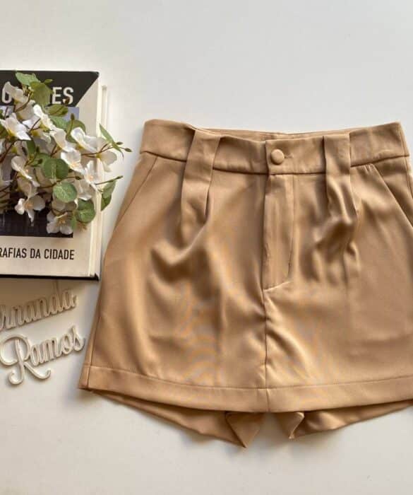 Short Saia Feminino Alfaiataria Luna Bege - Fernanda Ramos Store