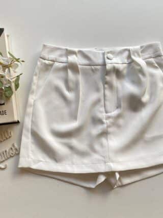 Short Saia Feminino Alfaiataria Luna Branco - Fernanda Ramos Store