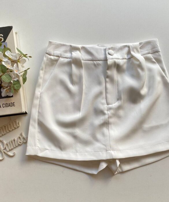 Short Saia Feminino Alfaiataria Luna Branco - Fernanda Ramos Store