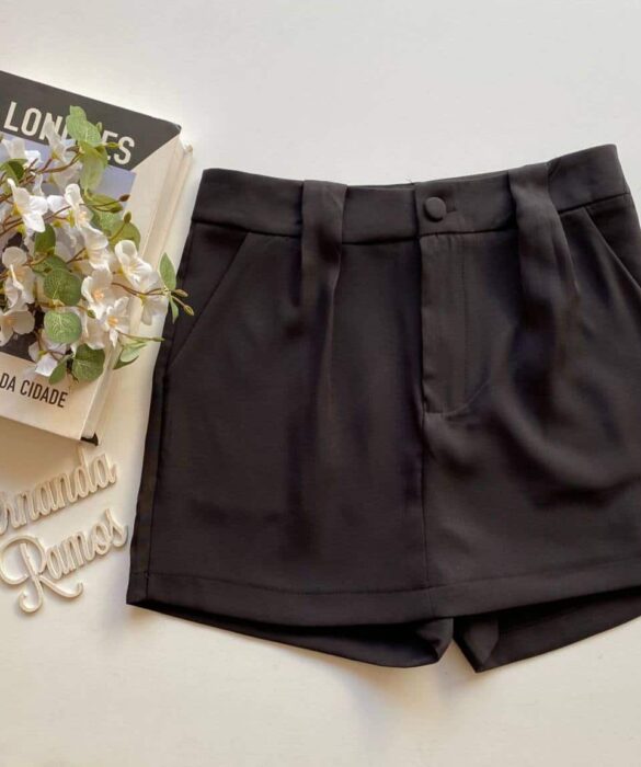 Short Saia Feminino Alfaiataria Luna Preto - Fernanda Ramos Store