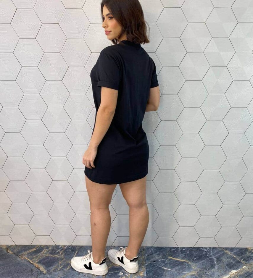 Vestido Camisetão Curto Trust Your Always Preto - Fernanda Ramos Store