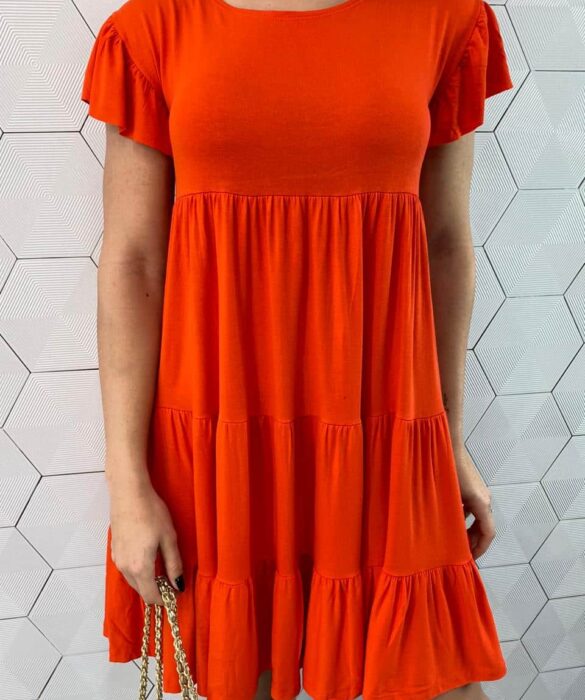 Vestido Curto Feminino de Malha Helena Coral - Fernanda Ramos Store