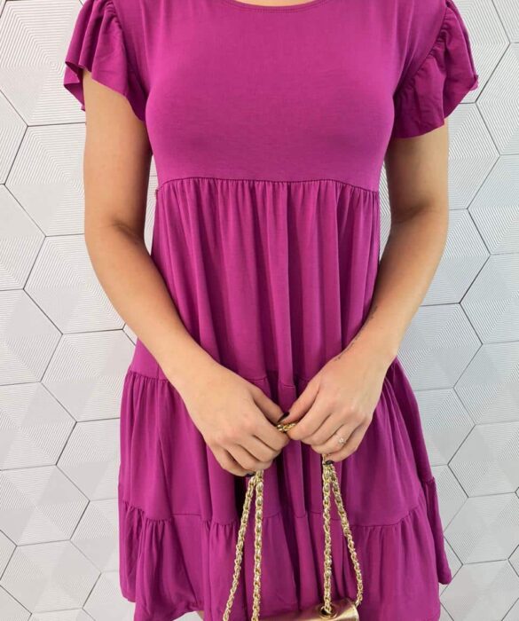 Vestido Curto Feminino de Malha Helena Fúcsia - Fernanda Ramos Store