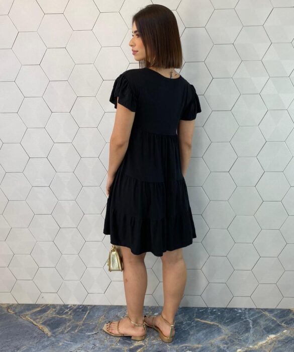 Vestido Curto Feminino de Malha Helena Preto - Fernanda Ramos Store