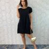 Vestido Curto Feminino de Malha Helena Preto - Fernanda Ramos Store