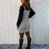 Vestido Curto Feminino sem Bojo Tweed Off White e Preto - Fernanda Ramos Store