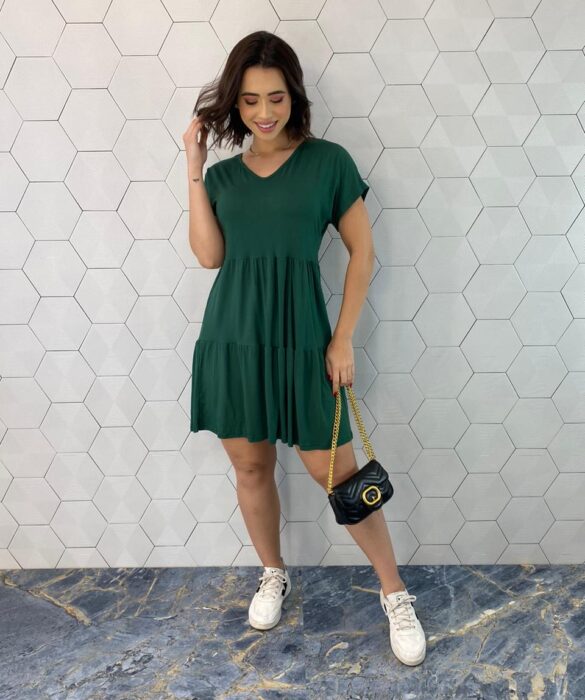 Vestido Feminino Curto de Malha sem Bojo Aurora Verde - Fernanda Ramos Store