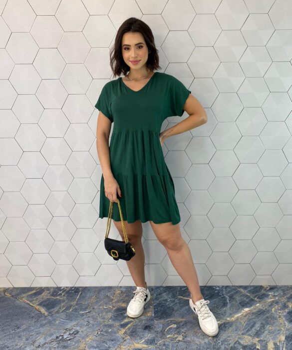 Vestido Feminino Curto de Malha sem Bojo Aurora Verde - Fernanda Ramos Store