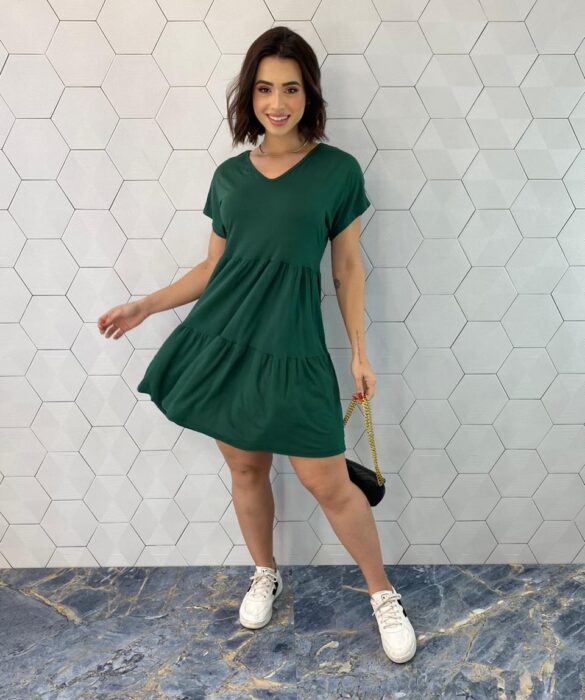 Vestido Feminino Curto de Malha sem Bojo Aurora Verde - Fernanda Ramos Store