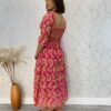 Vestido Midi com Bojo Manga Curta Tricoline Maisa Pink - Fernanda Ramos Store