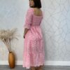 Vestido Midi com Bojo Manga Curta Tricoline Maisa Rosa - Fernanda Ramos Store