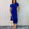 Vestido Midi Feminino de Malha Patrícia Azul - Fernanda Ramos Store