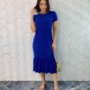 Vestido Midi Feminino de Malha Patrícia Azul - Fernanda Ramos Store