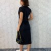 Vestido Midi Manga Curta com Bolsos Over Preto e Bege - Fernanda Ramos Store