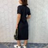 Vestido Midi Manga Curta sem Bojo com Bolsos Preto - Fernanda Ramos Store