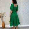 Vestido Midi sem Bojo Tricoline Laise com Lastex Verde - Fernanda Ramos Store