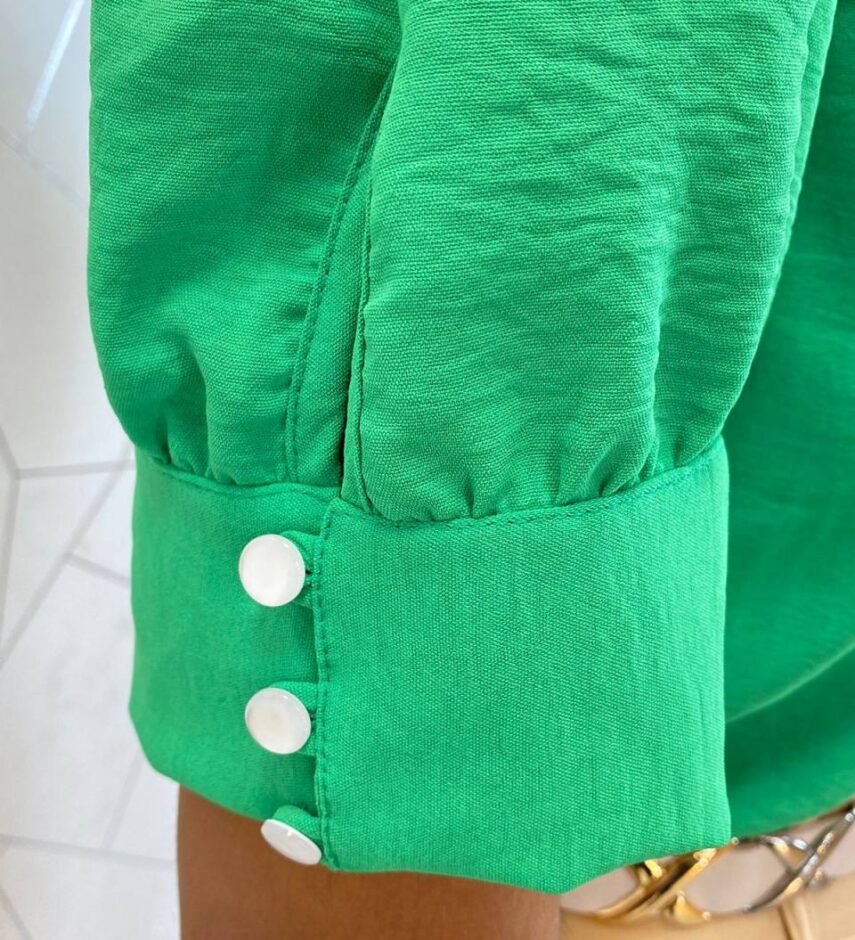 Blusa Feminina Duda Manga Curta com Botões Verde - Fernanda Ramos Store