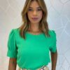 Blusa Feminina Duda Manga Curta com Botões Verde - Fernanda Ramos Store