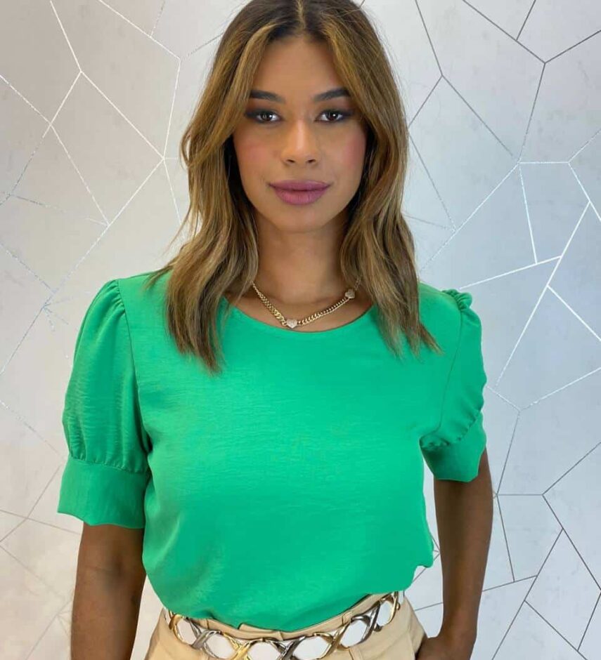 Blusa Feminina Duda Manga Curta com Botões Verde - Fernanda Ramos Store