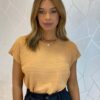 Blusa Manga Curta Feminina Modal Isabela Bege Escuro - Fernanda Ramos Store