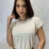 Blusa Manga Curta Feminina Modal Isabela Off White - Fernanda Ramos Store