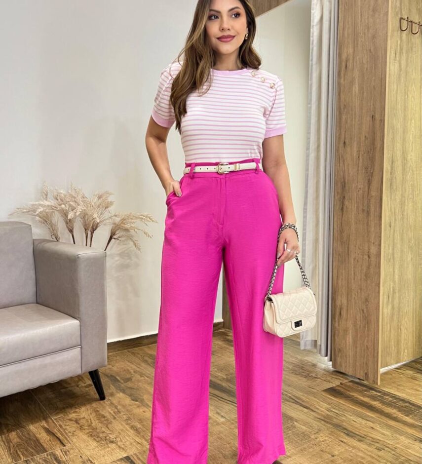 Calça Feminina com Bolsos Isabella Fúcsia - Fernanda Ramos Store