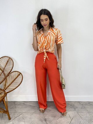 Calça Feminina com Bolsos Isabella Laranja - Fernanda Ramos Store