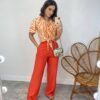 Calça Feminina com Bolsos Isabella Laranja - Fernanda Ramos Store