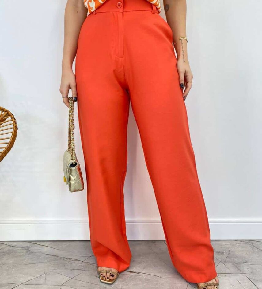 Calça Feminina com Bolsos Isabella Laranja - Fernanda Ramos Store