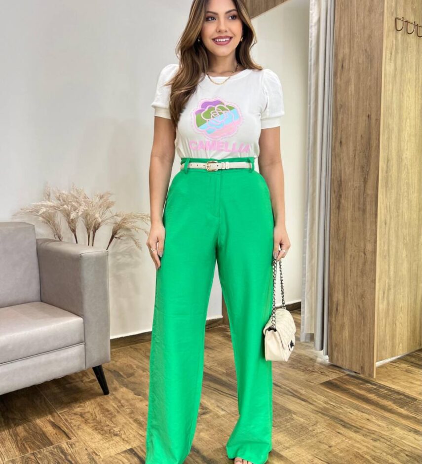Calça Feminina com Bolsos Isabella Verde - Fernanda Ramos Store