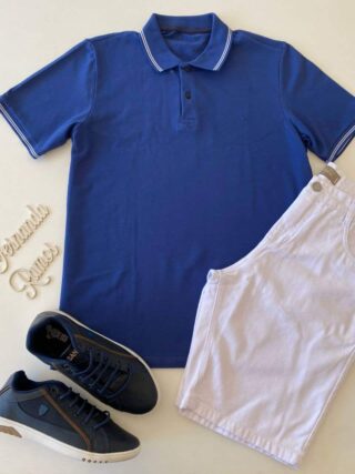 Camiseta Polo Essencial Slim Ogochi Azul 3939 - Fernanda Ramos Store