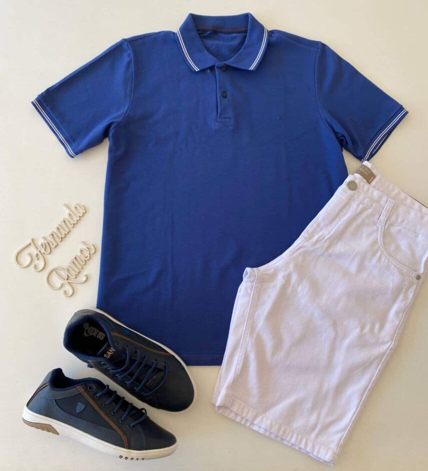 Camiseta Polo Essencial Slim Ogochi Azul 3939 - Fernanda Ramos Store