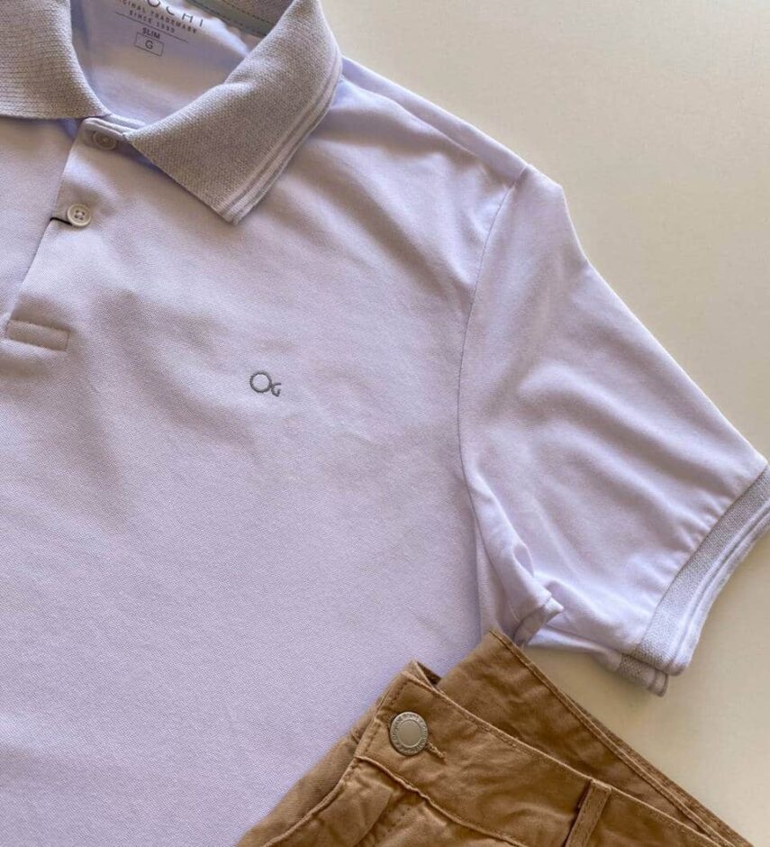 Camiseta Polo Essencial Slim Ogochi Branca 0001 - Fernanda Ramos Store