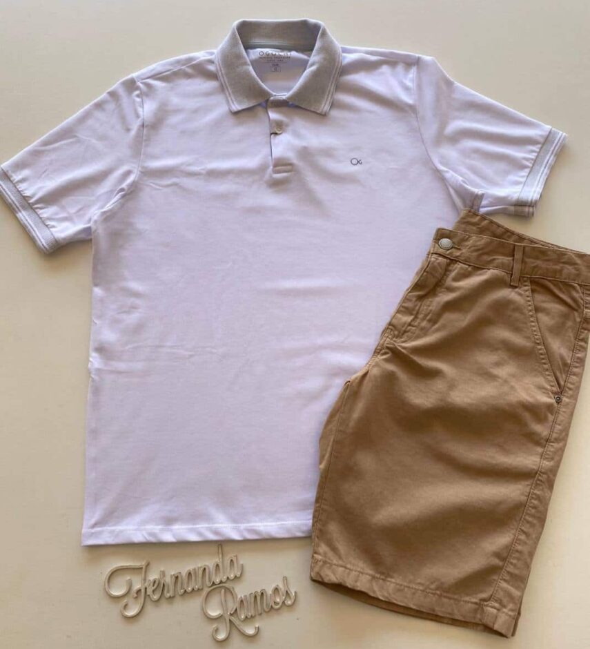 Camiseta Polo Essencial Slim Ogochi Branca 0001 - Fernanda Ramos Store