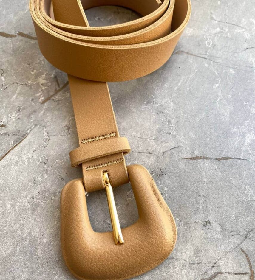 Cinto Feminino Fivela Encapada Giovanna Bege - Fernanda Ramos Store