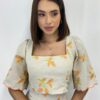 Conjunto Feminino Bordado Laranja Viscolinho Cropped e Saia Longa Cru - Fernanda Ramos Store