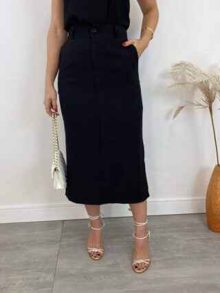 Conjunto Feminino Jade Regata e Saia Midi Preto - Fernanda Ramos Store