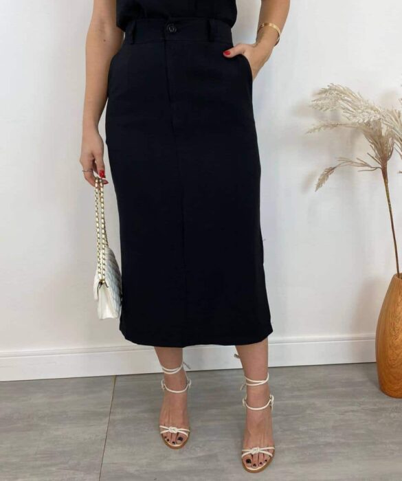 Conjunto Feminino Jade Regata e Saia Midi Preto - Fernanda Ramos Store