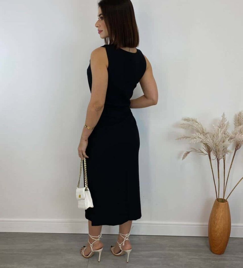Conjunto Feminino Jade Regata e Saia Midi Preto - Fernanda Ramos Store