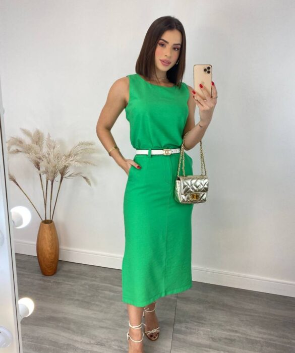 Conjunto Feminino Jade Regata e Saia Midi Verde - Fernanda Ramos Store