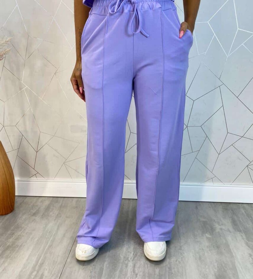 Conjunto Feminino Moletinho Calça e Cropped Chloe Lavanda - Fernanda Ramos Store