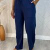 Conjunto Moletinho Calça e Cropped Isis Azul Marinho - Fernanda Ramos Store