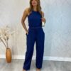 Conjunto Moletinho Calça e Cropped Isis Azul Marinho - Fernanda Ramos Store