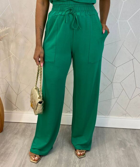 Conjunto Moletinho Calça e Cropped Isis Verde - Fernanda Ramos Store